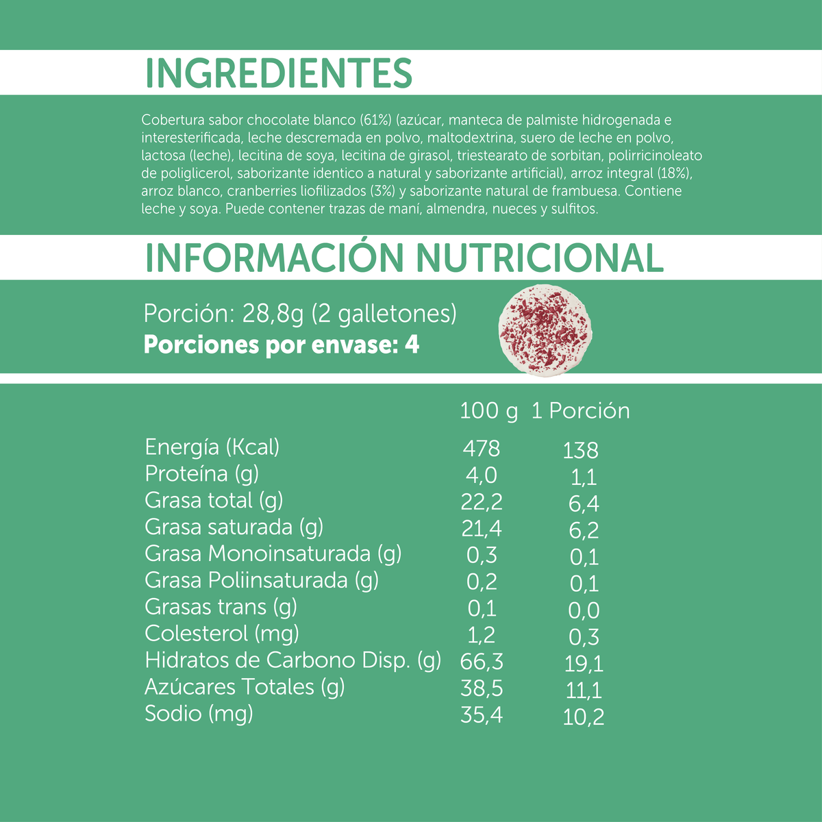 Galletón de Arroz Framberry 115 gr - Pack 4x2 un