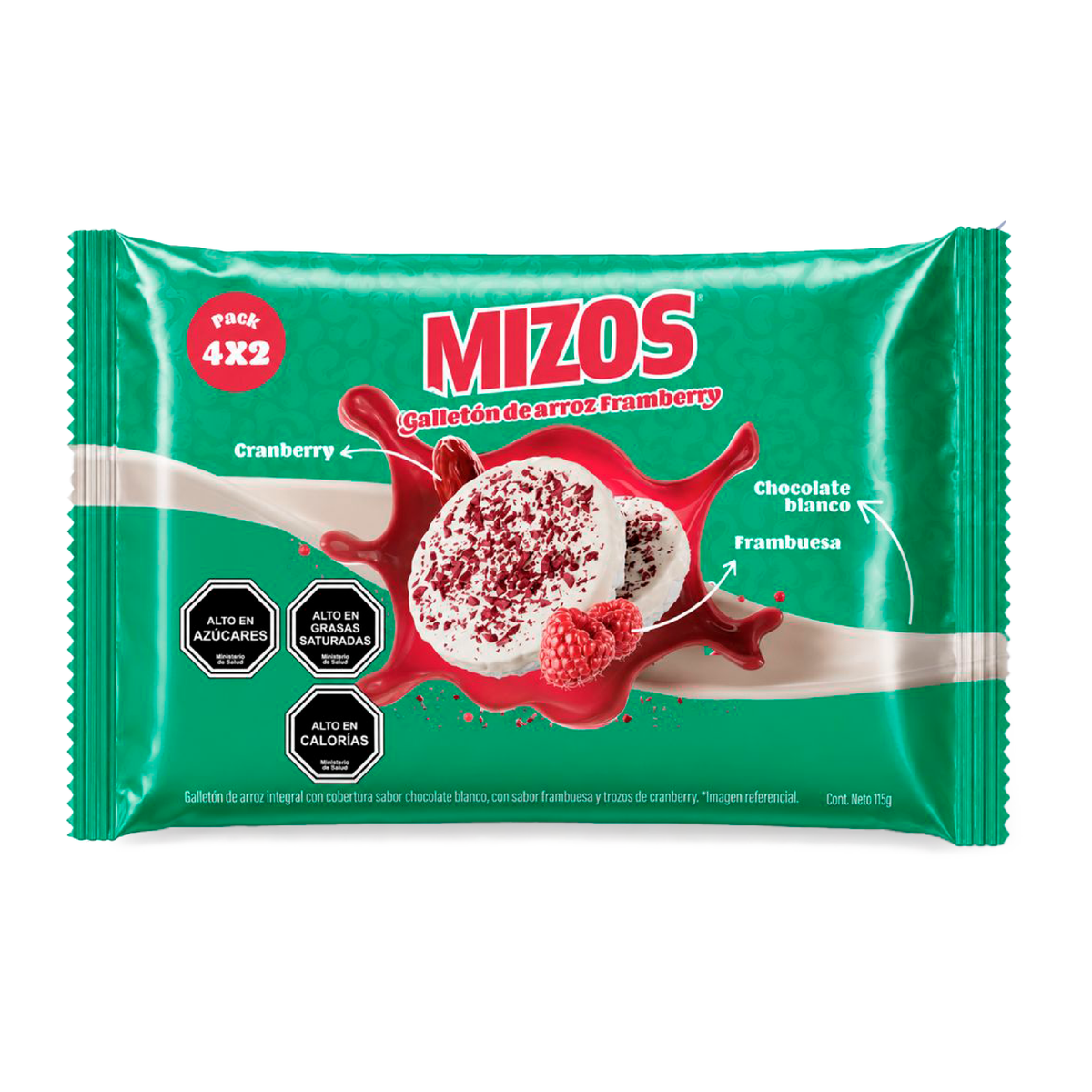 Galletón de Arroz Framberry 115 gr - Pack 4x2 un